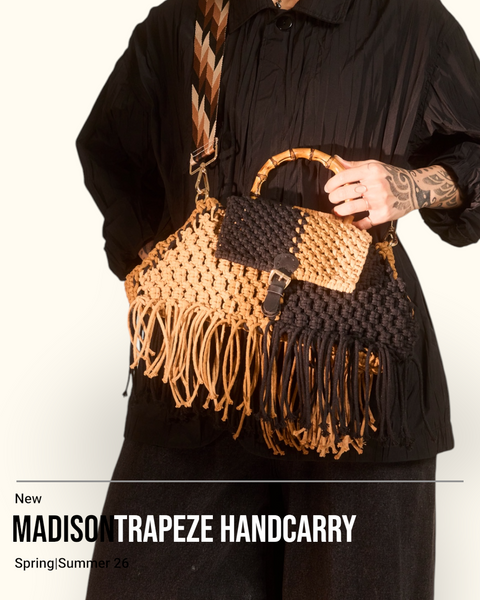 Madison Chocolate, Black and Rust Handcarry & Shoulder Trapezium Bag