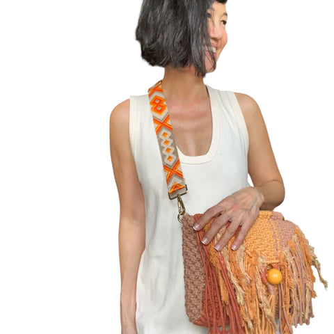 Nadine Burnt Orange Handcarry & Crossbody Macrame Doctor Bag