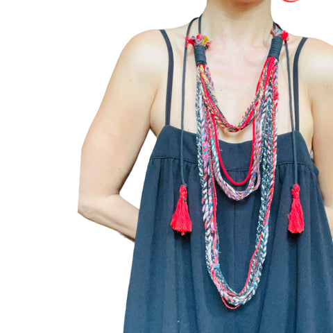 Divya Handwoven High Priestess Triple Layer Rope Necklace