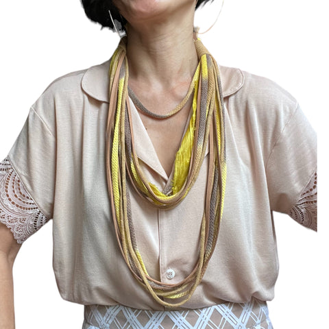 Kunyit Tiga Three Tier  Ombre Yellow Rope Necklace