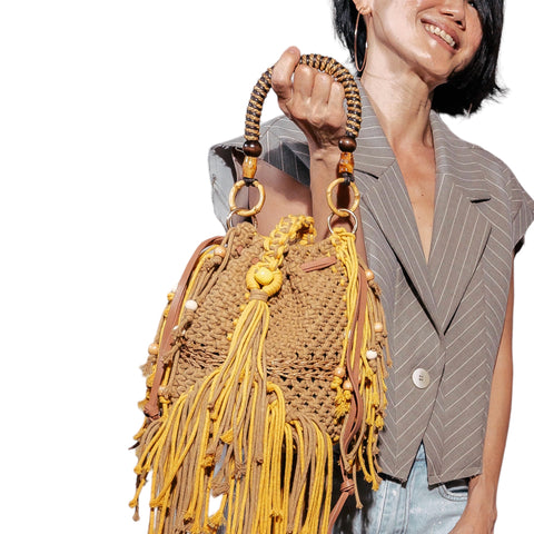 Holly Macrame Bucket Bag