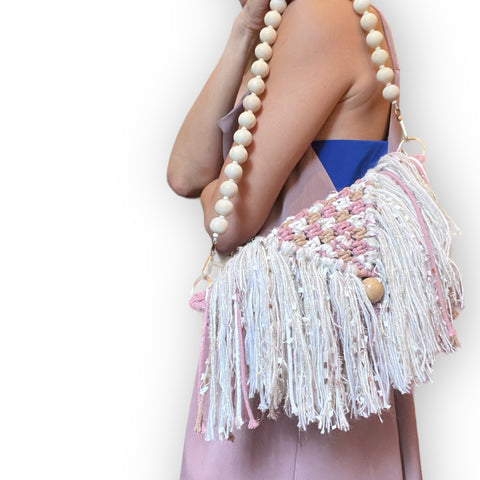 Ophelia Baby Pink Sparkly Baguette Bag