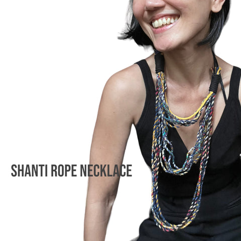 Shanti Handwoven Recycled Sari Triple Layer Rope Necklace