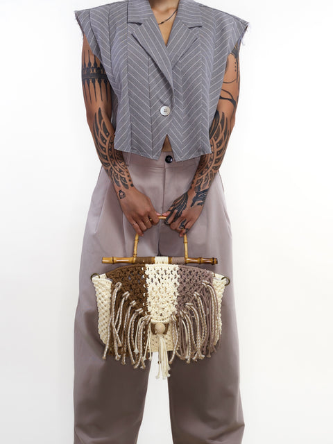 Luanne Vanilla & Mocca Handcarry Macrame Doctor Bag
