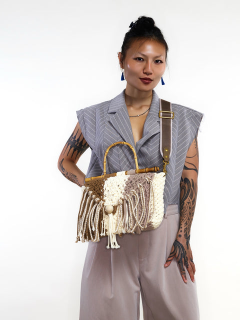 Luanne Vanilla & Mocca Handcarry Macrame Doctor Bag