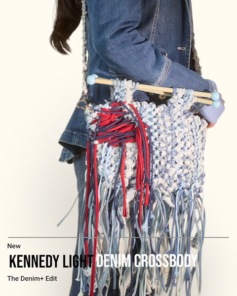 Kennedy Mixed Denim Macrame Satchel