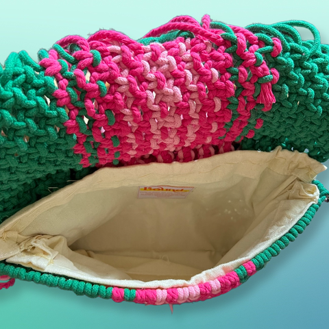 Lolla Handcarry Tote & Crossbody Bag with Rattan Handles