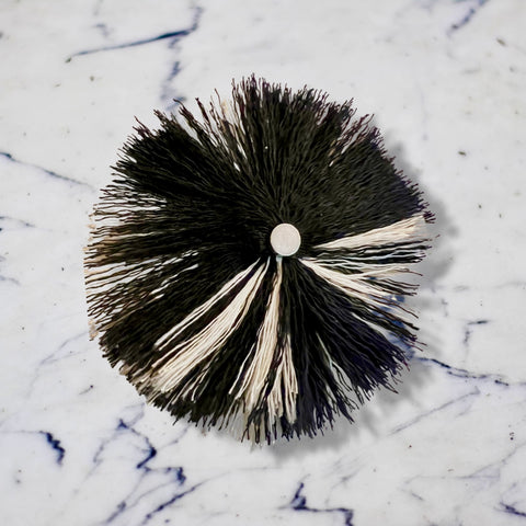 Bound handmade cotton white and black brooch