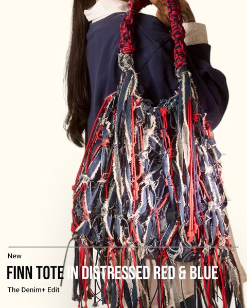 Finn Mixed Denim Shopper Tote Bag