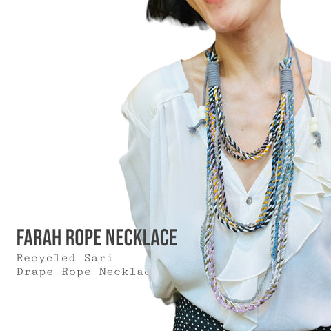 Farah Handwoven Recycled Sari Triple Layer Rope Necklace