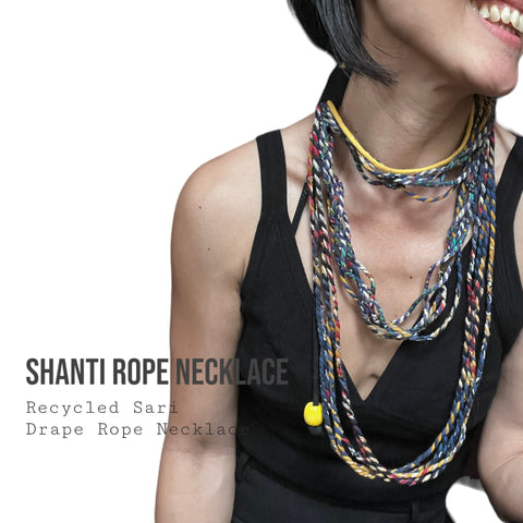 Shanti Handwoven Recycled Sari Triple Layer Rope Necklace