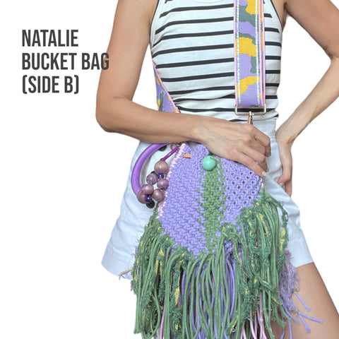 Natalie - Lilac, & Fern & Baby Pink Macrame Bucket Bag