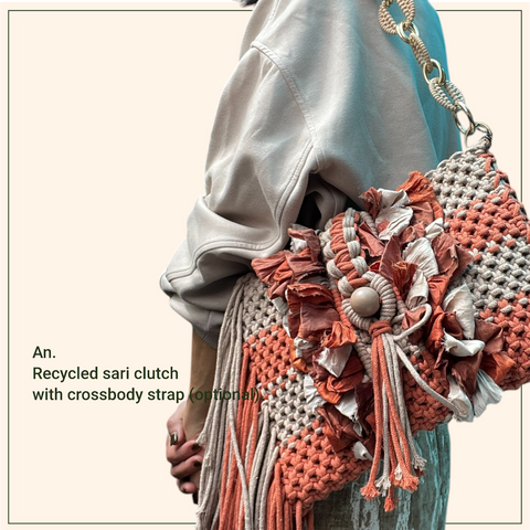 An Handwoven Silk Sari Ruffles Clutch Bag