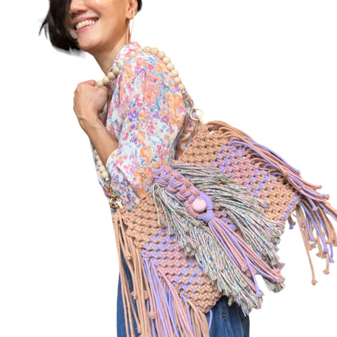 Tiana Macrame Clutch & Shoulder Bag