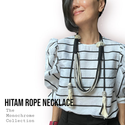 Hitam - Short Monochrome Rope Necklace with Tassels